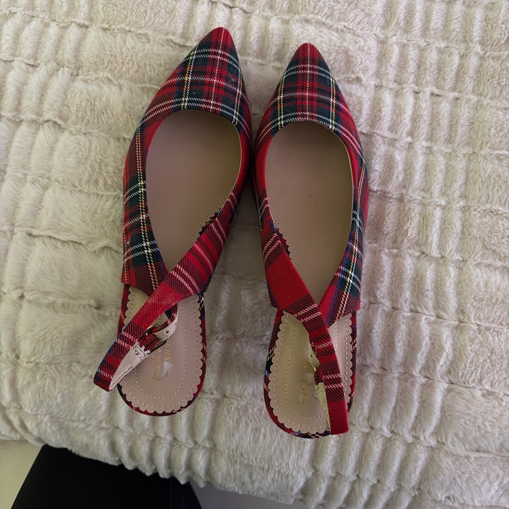 Plaid Red Slingback Flats